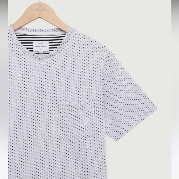 ⭐️MUST GO free ship! Peter Werth Men’s Bridger Tee - Textured White + Navy Small - Picture 2 of 13